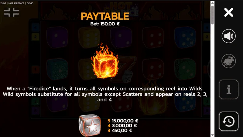 Hot Fire Dice – szimbólumok és Scatter kifizetések a táblán